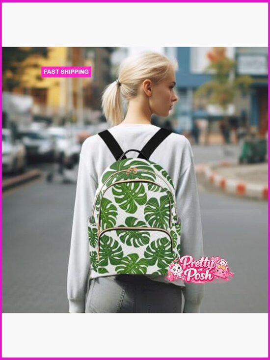 Tropical Palm Monstera Leaf Small Backpack Purse Lightweight Travel Daypack main image 5